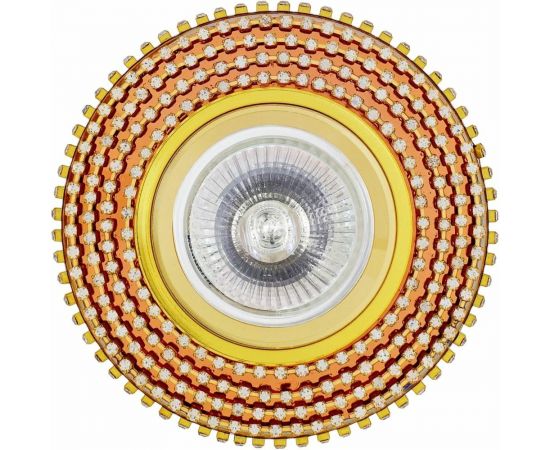 Встраиваемый светильник De Fran MR16 золото зеркальное коричневое+стразы прозрачные, FT 512 