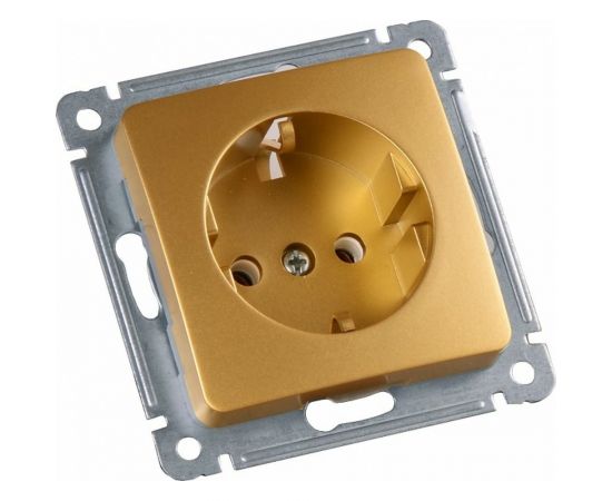 Механизм одноместной розетки HEGEL с заземляющим контактом, золото РС16-411-07 