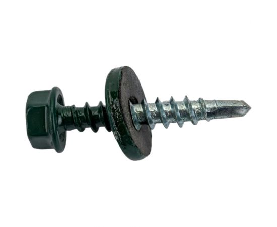 Кровельный саморез Tech-Krep КР сверло 4,8х28 RAL-6005 тёмно-зеленый 300 шт, ведро 127871 