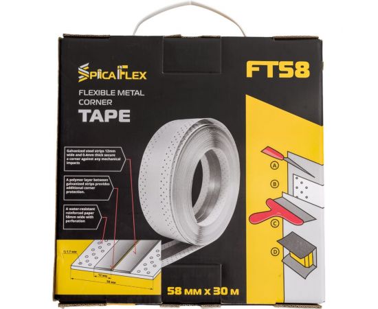 Металлизированная углозащитная лента для гипсокартона Spica 58 мм, 30 м СХ0043 – изображение 2