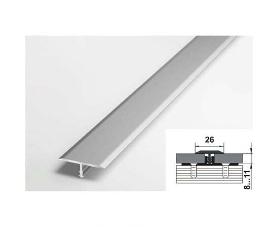 Порог прямой т-образный алюминиевый ЛУКА (5 шт, 26 мм, 2,7 м, анодированный, Серебро) УТ000038784 – изображение 2