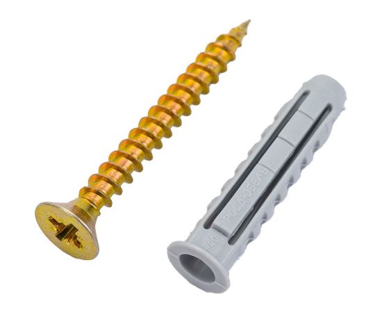 Саморез Невский Крепеж ШУж 4,5x40, пот. гол., + дюбель 4-распорный нейлон 6x30, 14 шт. 818720 – изображение 2