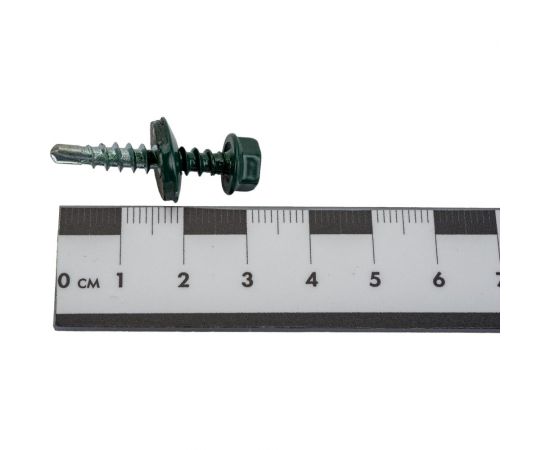 Кровельный саморез Tech-Krep КР сверло 4,8х28 RAL-6005 тёмно-зеленый 300 шт, ведро 127871 – изображение 4