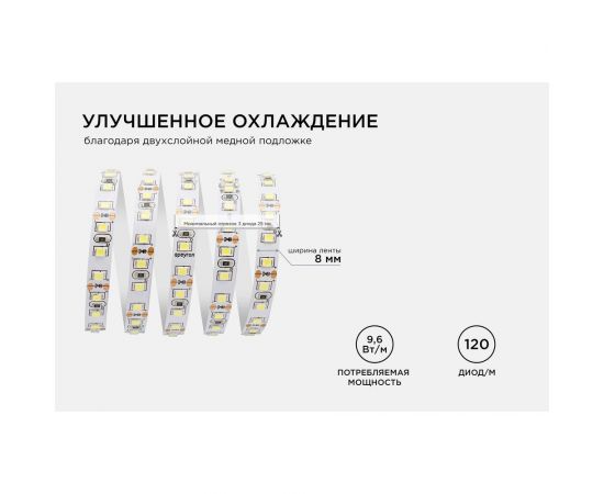 Светодиодная лента Apeyron в блистере 12В, СТ, 9,6Вт/м, smd3528 216BL – изображение 5