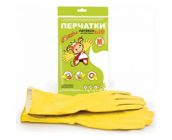 Хозяйственные латексные перчатки Золушка желтые, р. M 6491 