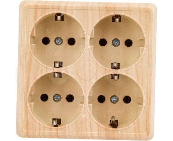 Четырехместная розетка IEK РС24-3-ОС, с заземляющим контактом, 16А, открытой установки, ОКТАВА, сосна ERO41-K03-16-DC 