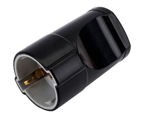 Штепсельное гнездо с заземлением Alfa черное 30100054 