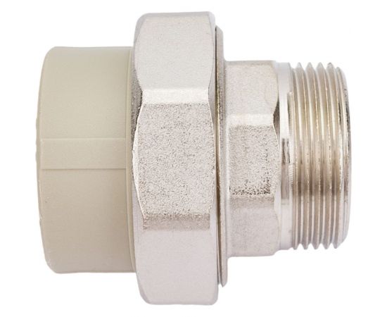 Муфта комбинированная разъемная с наружной резьбой VALFEX PP-R серая, 40 мм х1 1/4"" 10156032Г 127-0350 