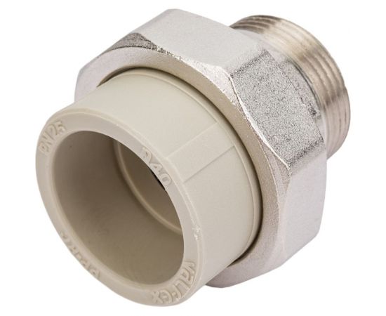 Муфта комбинированная разъемная с наружной резьбой VALFEX PP-R серая, 40 мм х1 1/4"" 10156032Г 127-0350 – изображение 2