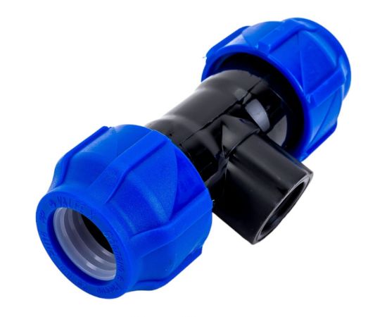 Компрессионный переходной тройник VALFEX ПНД, с внутренней резьбой, 25-1/2""-25 1210012501225 – изображение 2