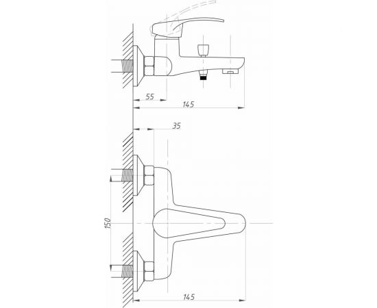 Смеситель для ванны с душем Профсан ПСМ серия КОМПЛЕКТАЦИЯ тип ГОСТ См-ВОРНШлА PSM-104-1 – изображение 2