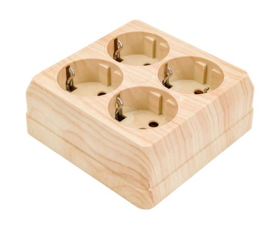 Четырехместная розетка IEK РС24-3-ОС, с заземляющим контактом, 16А, открытой установки, ОКТАВА, сосна ERO41-K03-16-DC – изображение 2