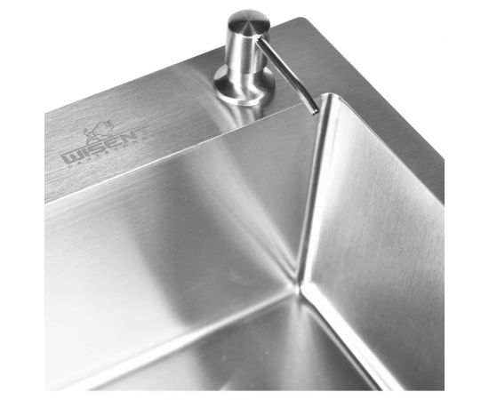 Кухонная мойка из нержавеющей стали WISENT 6045 с коландером и дозатором KW36045 – изображение 4