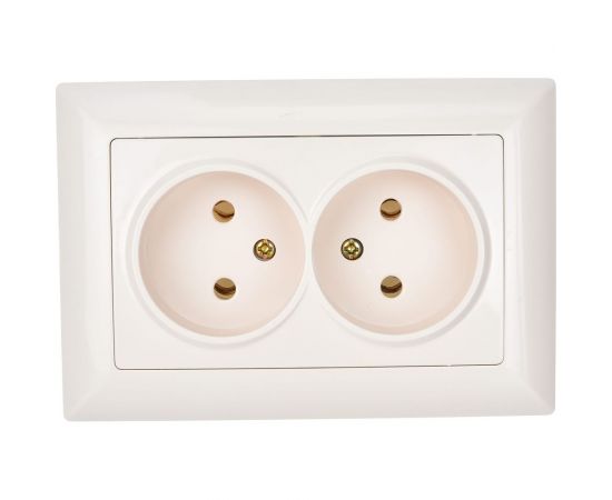 Розетка Intro Solo 4-204-02 без заземления 2x2P, 16А-250В, IP20, СУ, слоновая кость, Б0053667 