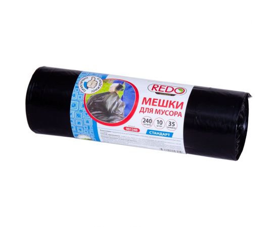 Мешки для мусора Standart 10 шт, 240 л,,35 мкм, ПВД, 90x120 см, 680 г REDO 901240 