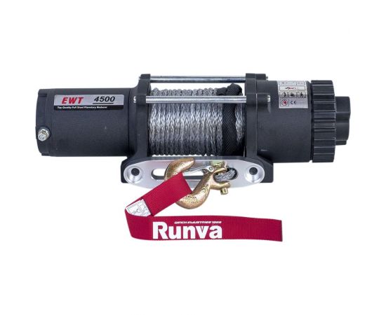 Электрическая лебёдка RUNVA 12V 4500A lbs синтетический трос EWT4500ASR 
