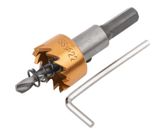 Коронка кольцевая по металлу 22 мм, HSS сталь, титановое покрытие FIT 36862 