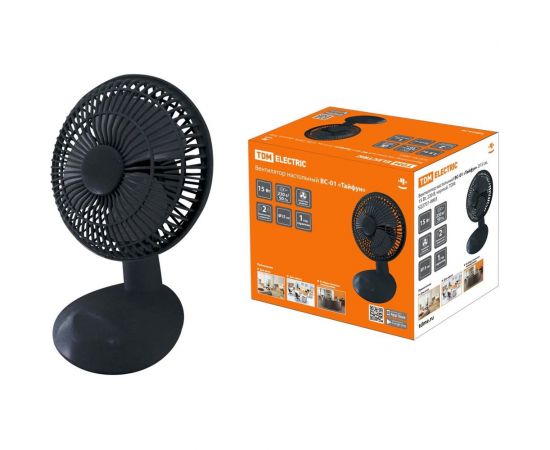 Настольный вентилятор TDM ВС-01 ""Тайфун"" D15 см, 15 Вт, 230 В, черный, SQ2701-0003 