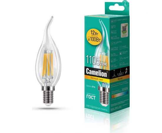 Светодиодная лампа Camelion LED12-CW35-FL/830/E14 12Вт 220В 13710 