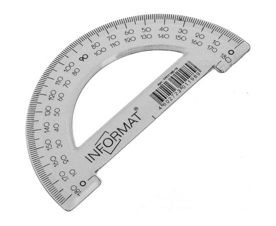 Транспортир INFORMAT 180 гр, 10 см, пластик, прозрачный ТРПТ180-10 