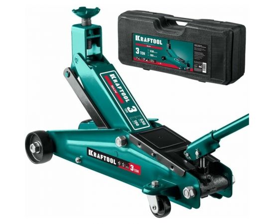 Подкатной домкрат KRAFTOOL SUV с высоким подъемом 3т, 190-530мм в кейсе 43458-3-K 