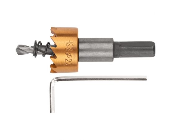 Коронка кольцевая по металлу 22 мм, HSS сталь, титановое покрытие FIT 36862 – изображение 2