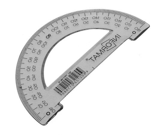 Транспортир INFORMAT 180 гр, 10 см, пластик, прозрачный ТРПТ180-10 – изображение 2