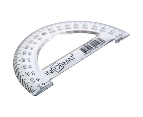 Транспортир INFORMAT 180 гр, 10 см, пластик, прозрачный ТРПТ180-10 – изображение 3