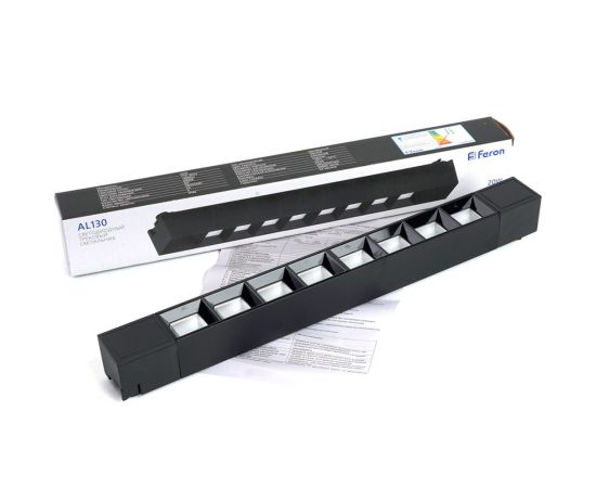 Светодиодный трековый однофазный светильник FERON AL130 на шинопровод 20W 4000K 60 градусов черный 48372 – изображение 6