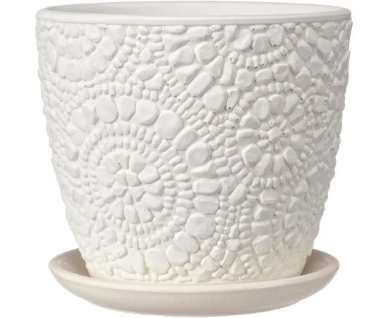 Горшок ООО КОМПОЗИТ Камешки белый бутон №3. КБ-Б3-222-03 