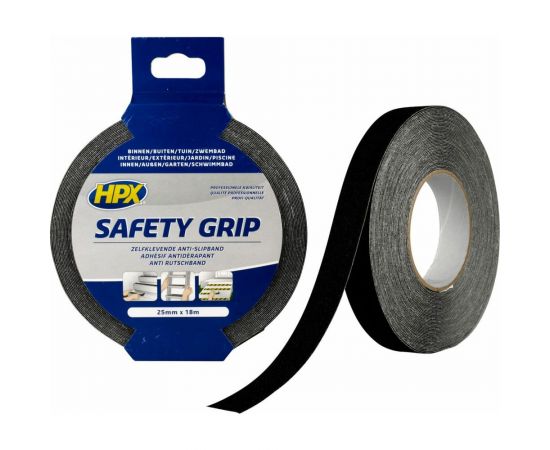 Лента безопасности HPX SB2518 SAFETY GRIP, 25 мм х 18 м, черная 5425014224177 