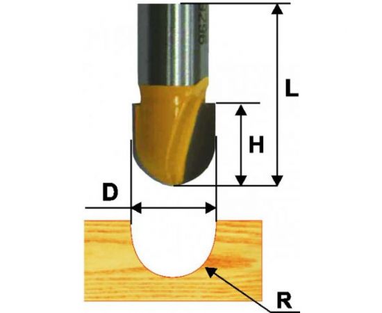 Фреза пазовая галтельная (19х13х44 мм; R9,5; хвостовик 8 мм) Энкор 10505 – изображение 2