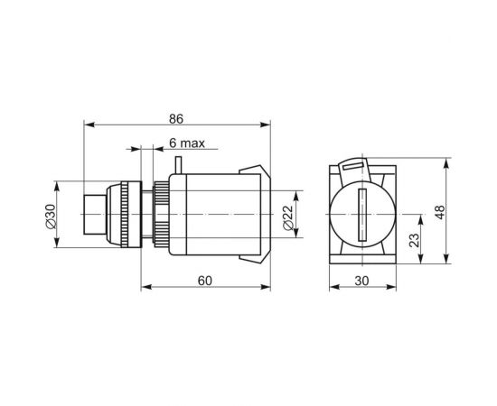 Переключатель IEK ANCLR-22-3 на 3 фиксированных положения, красный 1з+1р ИЭК BSW10-ANCLR-3-K04 – изображение 2