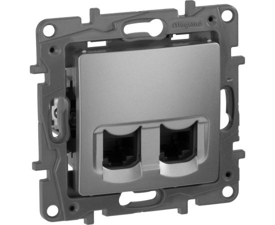 Розетка Legrand 2ХRJ45 5е UTP АЛЮ ETIKA 672455 – изображение 3