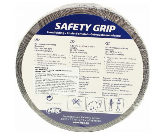 Лента безопасности HPX SB2518 SAFETY GRIP, 25 мм х 18 м, черная 5425014224177 – изображение 3