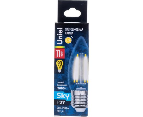Светодиодная лампа Uniel Форма свеча Серия Sky LED-C35-11W/3000K/E27/CL PLS02WH UL-00005166 – изображение 4