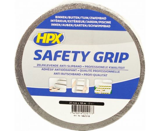 Лента безопасности HPX SB2518 SAFETY GRIP, 25 мм х 18 м, черная 5425014224177 – изображение 4