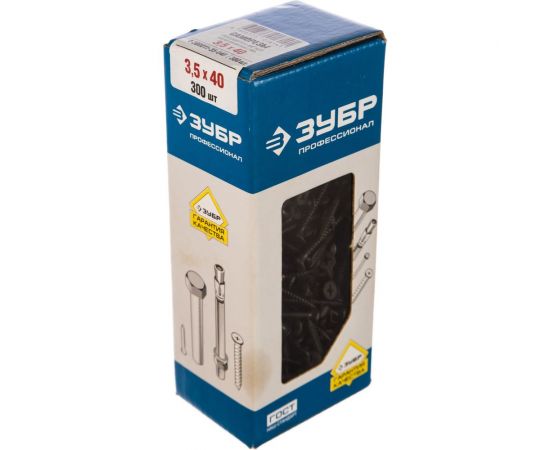 Саморезы универсальные оксидированные по дереву/металлу 300 шт. (3,5х40 мм; PH2; ТФ1) ЗУБР 4-300011-35-040 – изображение 5