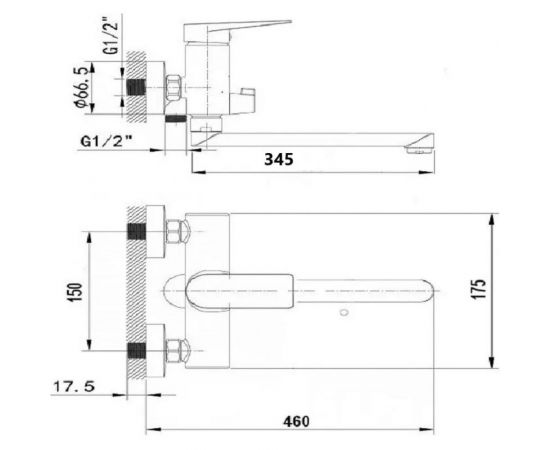 Смеситель для ванной WISENT с изливом и душем W2225 – изображение 6