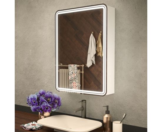 Зеркало шкаф MIXLINE ""Адриана"" 600x800 ШВ, левый, сенсорный выключатель, светодиодная подсветка 547054 