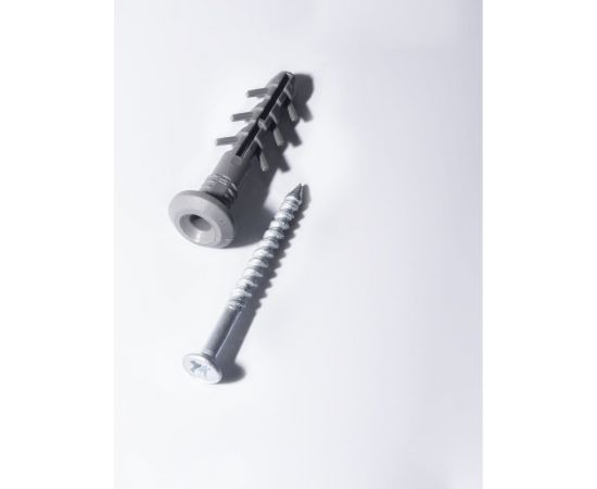 Дюбель с ударным шурупом Крепежные системы МВИС дюбель-гвоздь с усами, 6x40 мм, полипропилен, буртик, 100 шт. ДБМ0640Б – изображение 2