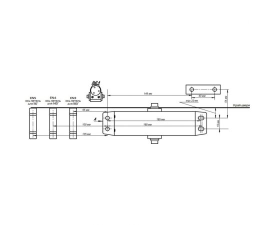Доводчик NOTEDO DC-090 лёгкий характер серебро Т956 – изображение 2