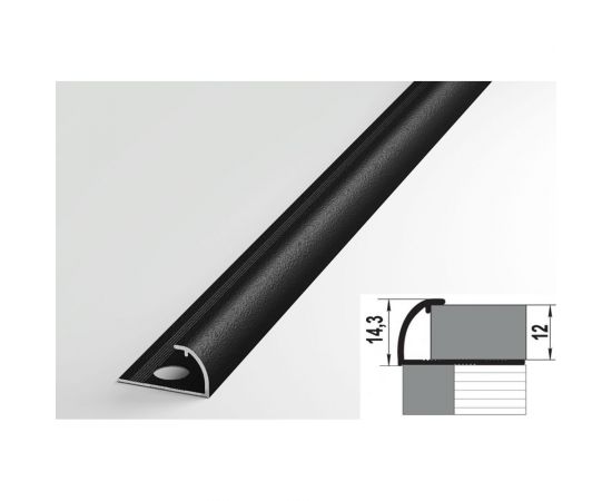 Профиль окантовочный полукруглый алюминиевый ЛУКА 12 мм, 2,7 м, 5 шт, Черный УТ000021289 – изображение 2