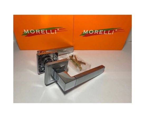 Дверная ручка MORELLI MH-28 SC/CP-S ""Fukoku"" на квадратной накладке, цвет - мат.хром/хром 9013446 – изображение 2