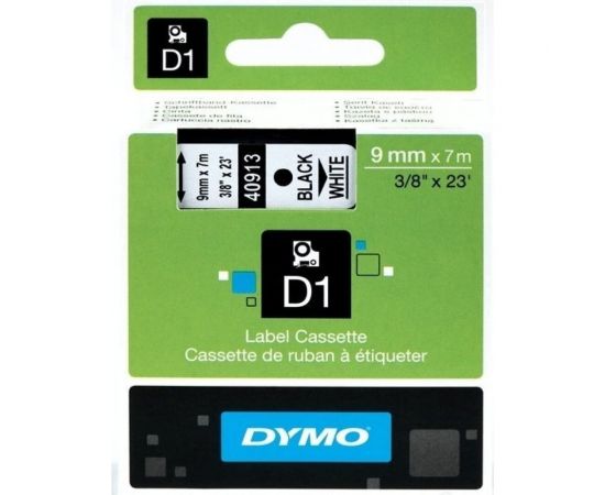 Картридж с лентой Dymo S0720680 9 мм, 7 м, пластик, черный на белой ленте DYMO40913 – изображение 2