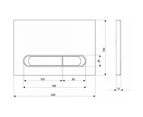 Кнопка Cersanit ESTETICA для LINK PRO/VECTOR/LINK/HI-TEC пластик, черный матовый, с рамкой, хром 64112 – изображение 3