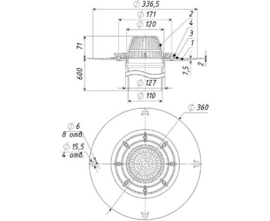 Кровельная воронка Татполимер ТП-02.100/6 11505 – изображение 3
