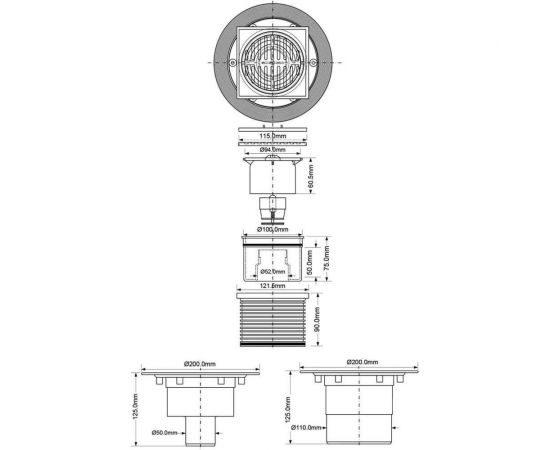 Трап для ванн McAlpine вертикальный, d110, регулируемый (с сухим затвором) MRFG3V-110 – изображение 5