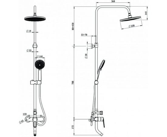 Смеситель для ванны с верхним душем IDDIS Male MALSB3Fi06 – изображение 6
