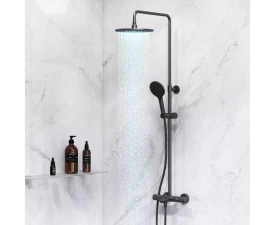 Душевая система AM.PM Like смеситель для ванны и душа с термостатом, 3 функции, черный F0780522 – изображение 6